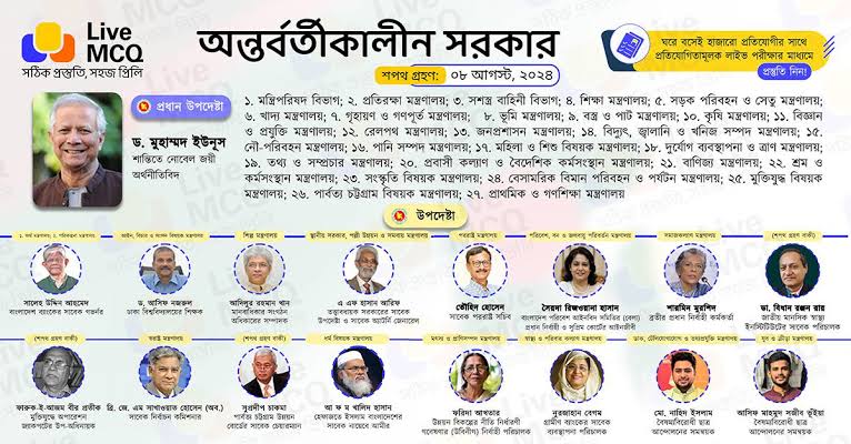 অন্তর্বর্তীকালীন সরকার তালিকা ২০২৫ 1 অন্তর্বর্তীকালীন সরকার তালিকা